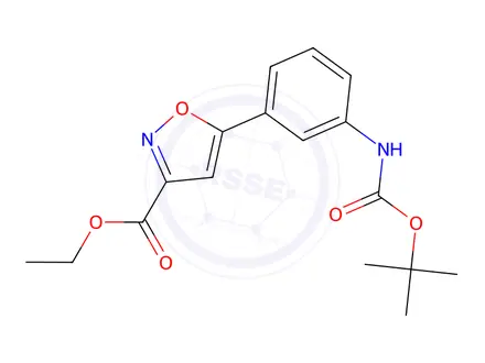 Chemical structure of Ethyl 5-(3-((tert-butoxycarbonyl)amino)phenyl)isoxazole-3-carboxylate