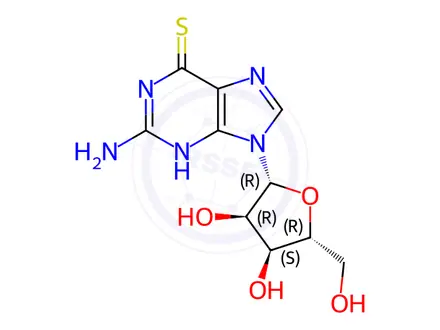 Chemical structure of 6-THIOGUANOSINE