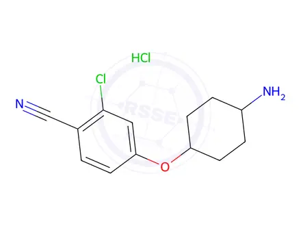 Chemical structure of 4-(((1s,4s)-4-Aminocyclohexyl)oxy)-2-chlorobenzonitrile hydrochloride