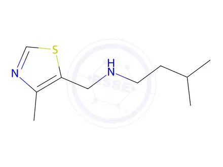 Chemical structure of 3-Methyl-N-((4-methylthiazol-5-yl)methyl)butan-1-amine