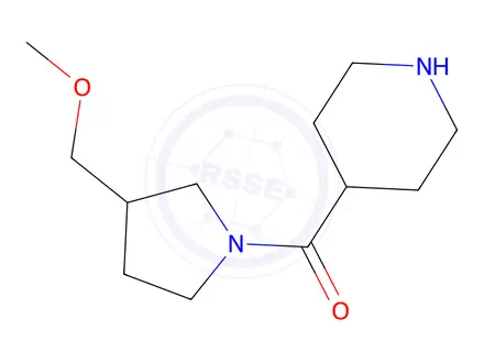 Chemical structure of 4-[3-(methoxymethyl)pyrrolidine-1-carbonyl]piperidine