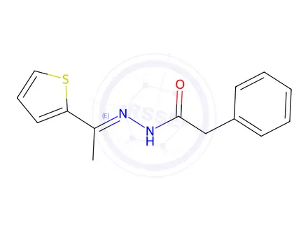 Chemical structure of 2-phenyl-N'-[1-(2-thienyl)ethylidene]acetohydrazide