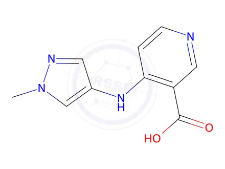 Chemical structure of 4-[(1-methyl-1H-pyrazol-4-yl)amino]pyridine-3-carboxylic acid