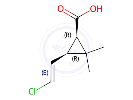 Chemical structure of E,Z-cis-3-(2-Chloroethenyl)-2,2-dimethyl-cyclopropanecarboxylic acid