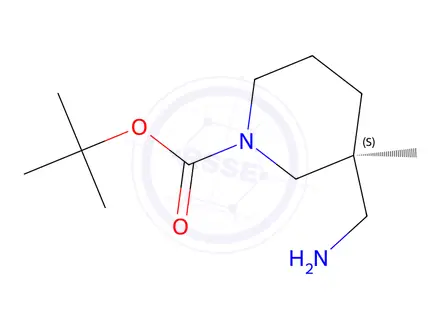 Chemical structure of Tert-butyl (S)-3-(aminomethyl)-3-methylpiperidine-1-carboxylate
