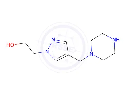 Chemical structure of 2-[4-(piperazin-1-ylmethyl)-1H-pyrazol-1-yl]ethan-1-ol