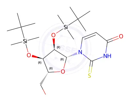 Chemical structure of 2',3'-Bis(O-t-butyldimethylsilyl)-2-thiouridine