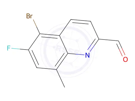 Chemical structure of 5-Bromo-6-fluoro-8-methylquinoline-2-carbaldehyde