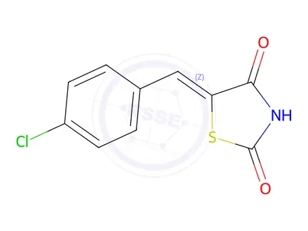 Chemical structure of (Z)-5-(4-Chlorobenzylidene)thiazolidine-2,4-dione