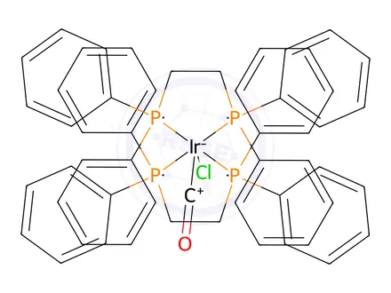 Chemical structure of BIS[1,2-BIS(DIPHENYLPHOSPHINO)ETHANE]CARBONYLCHLOROIRIDIUM(I)