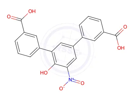 Chemical structure of 4`-hydroxy-5`-nitro-[1,1`:3`,1``-terphenyl]-3,3``-dicarboxylic acid