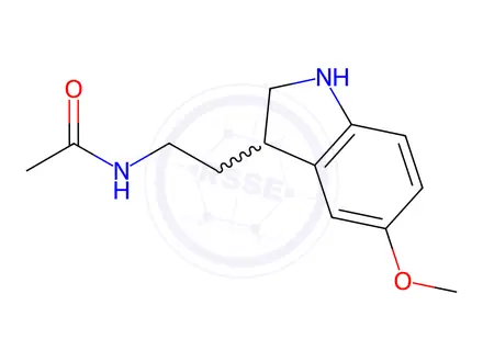 Chemical structure of Acetamide, N-[2-(2,3-dihydro-5-methoxy-1H-indol-3-yl)ethyl]-