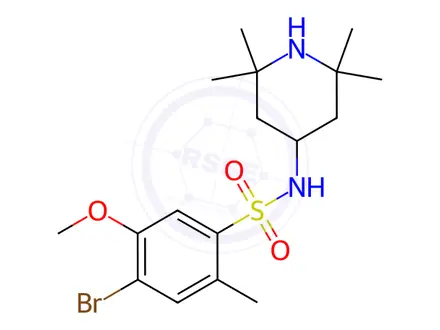 Chemical structure of 4-Bromo-5-methoxy-2-methyl-N-(2,2,6,6-tetramethylpiperidin-4-yl)benzenesulfonamide