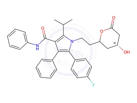 Chemical structure of 5-(4-Fluorophenyl)-1-(2-((4R)-4-hydroxy-6-oxotetrahydro-2H-pyran-2-yl)ethyl)-2-isopropyl-N,4-diphenyl-1H-pyrrole-3-carboxamide