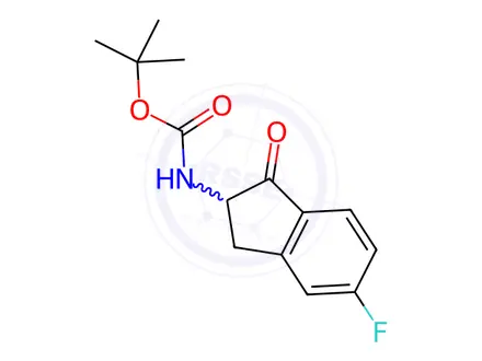 Chemical structure of (5-Fluoro-1-oxo-indan-2-yl)-carbamic acid tert-butyl ester