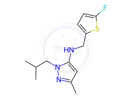 Chemical structure of N-[(5-fluoro-2-thienyl)methyl]-1-isobutyl-3-methyl-1H-pyrazol-5-amine