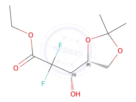 Chemical structure of Ethyl (S)-3-((R)-2,2-dimethyl-1,3-dioxolan-4-yl)-2,2-difluoro-3-hydroxypropanoate