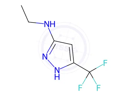 Chemical structure of Ethyl-(5-trifluoromethyl-2H-pyrazol-3-yl)-amine