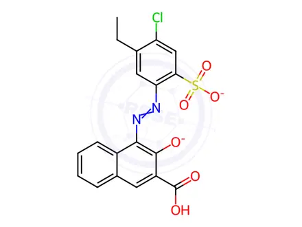 Chemical structure of disodium 4-[(4-chloro-5-ethyl-2-sulphonatophenyl)azo]-3-hydroxy-2-naphthoate