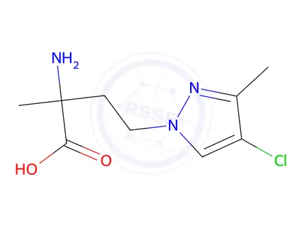 Chemical structure of 2-Amino-4-(4-chloro-3-methyl-1h-pyrazol-1-yl)-2-methylbutanoic acid