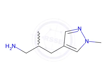 Chemical structure of 2-methyl-3-(1-methyl-1H-pyrazol-4-yl)propan-1-am ine