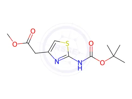 Chemical structure of Methyl 2-(2-((tert-butoxycarbonyl)amino)thiazol-4-yl)acetate