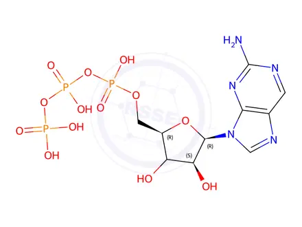 Chemical structure of 2-Amino-9-(b-D-ribofuranosyl)purine 5'-O-Triphosphate