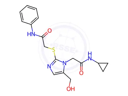 Chemical structure of N-Cyclopropyl-2-(5-(hydroxymethyl)-2-((2-oxo-2-(phenylamino)ethyl)thio)-1H-imidazol-1-yl)acetamide