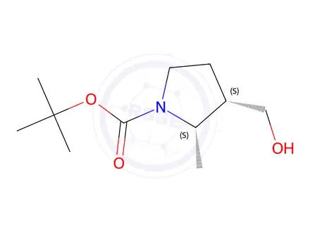 Chemical structure of Tert-butyl (2S,3S)-3-(hydroxymethyl)-2-methylpyrrolidine-1-carboxylate