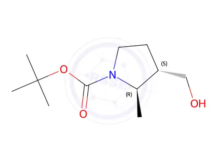Chemical structure of Tert-butyl (2R,3S)-3-(hydroxymethyl)-2-methylpyrrolidine-1-carboxylate