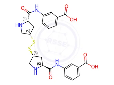 Chemical structure of 3,3'-(((2S,2'S,4S,4'S)-4,4'-disulfanediylbis(pyrrolidine-4,2-diyl-2-carbonyl))bis(azanediyl))dibenzoic acid