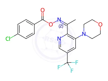Chemical structure of 4-[2-{[(4-chlorobenzoyl)oxy]ethanimidoyl}-5-(trifluoromethyl)-3-pyridinyl]morpholine