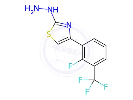 Chemical structure of 4-(2-Fluoro-3-(trifluoromethyl)phenyl)-2-hydrazinylthiazole