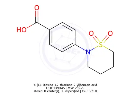 Chemical structure of 4-(1,1-Dioxido-1,2-thiazinan-2-yl)benzoic acid