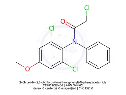 Chemical structure of 2-Chloro-N-(2,6-dichloro-4-methoxyphenyl)-N-phenylacetamide