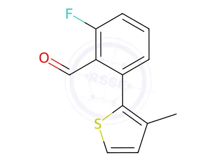 Chemical structure of 2-fluoro-6-(3-methylthiophen-2-yl)benzaldehyde
