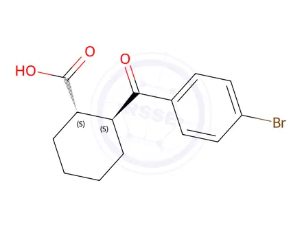Chemical structure of (1S,2S)-2-(4-bromobenzoyl)cyclohexane-1-carboxylic acid