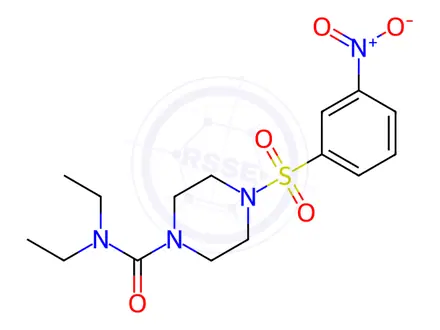 Chemical structure of N,N-Diethyl-4-((3-nitrophenyl)sulfonyl)piperazine-1-carboxamide