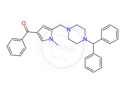 Chemical structure of (5-((4-Benzhydrylpiperazin-1-yl)methyl)-1-methyl-1H-pyrrol-3-yl)(phenyl)methanone