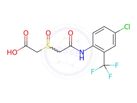 Chemical structure of 2-({2-[4-chloro-2-(trifluoromethyl)anilino]-2-oxoethyl}sulfinyl)acetic acid