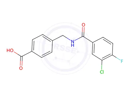 Chemical structure of 4-((3-Chloro-4-fluorobenzamido)methyl)benzoic acid