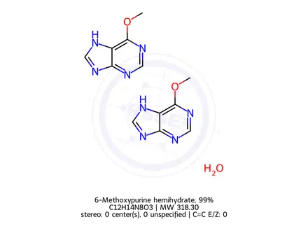 Chemical structure of 6-Methoxypurine hemihydrate, 99%