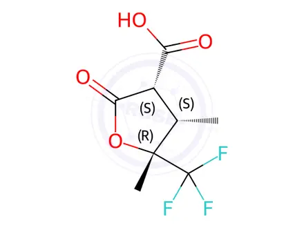 Chemical structure of (3S,4S,5R)-4,5-Dimethyl-2-oxo-5-(trifluoromethyl)tetrahydrofuran-3-carboxylic acid