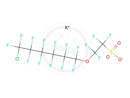 Chemical structure of Potassium 2-[(6-chloro-1,1,2,2,3,3,4,4,5,5,6,6-dodecafluorohexyl)oxy]-1,1,2,2-tetrafluoroethanesulfonate