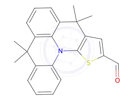 Chemical structure of 4,4,8,8-tetramethyl-4,8-dihydrothieno[3',2':5,6]pyrido[3,2,1-de]acridine-2-carbaldehyde
