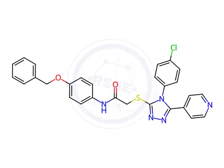 Chemical structure of N-(4-(Benzyloxy)phenyl)-2-((4-(4-chlorophenyl)-5-(pyridin-4-yl)-4H-1,2,4-triazol-3-yl)thio)acetamide