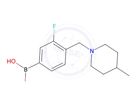 Chemical structure of 3-fluoro-4-((4-Methylpiperidin-1-yl)Methyl)phenylboronic acid