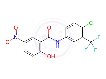 Chemical structure of N-[4-Chloro-3-(trifluoromethyl)phenyl]-2-hydroxy-5-nitrobenzamide
