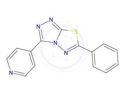 Chemical structure of 1,2,4-Triazolo[3,4-b][1,3,4]thiadiazole, 6-phenyl-3-(4-pyridinyl)-