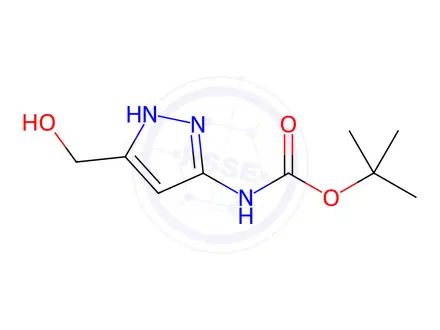 Chemical structure of Carbamic acid, [5-(hydroxymethyl)-1H-pyrazol-3-yl]-, 1,1-dimethylethyl ester
